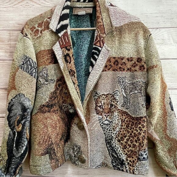 VINTAGE PAINTED PONY SAFARI PRINT BLAZER - Picture 2 of 14
